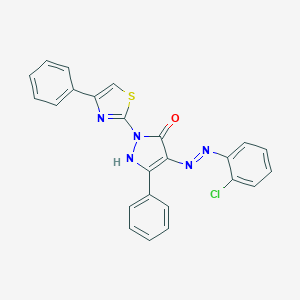 molecular formula C24H16ClN5OS B427310 (4Z)-4-[2-(2-chlorophenyl)hydrazinylidene]-5-phenyl-2-(4-phenyl-1,3-thiazol-2-yl)-2,4-dihydro-3H-pyrazol-3-one 