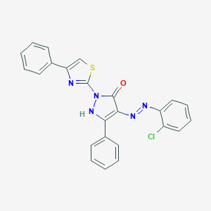 (4Z)-4-[2-(2-chlorophenyl)hydrazinylidene]-5-phenyl-2-(4-phenyl-1,3-thiazol-2-yl)-2,4-dihydro-3H-pyrazol-3-one