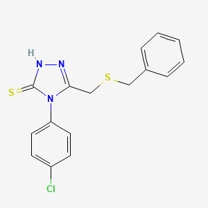 molecular formula C16H14ClN3S2 B4273107 5-[(benzylthio)methyl]-4-(4-chlorophenyl)-4H-1,2,4-triazole-3-thiol 