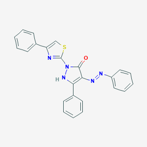 molecular formula C24H17N5OS B427312 (4Z)-5-phenyl-4-(2-phenylhydrazinylidene)-2-(4-phenyl-1,3-thiazol-2-yl)-2,4-dihydro-3H-pyrazol-3-one 