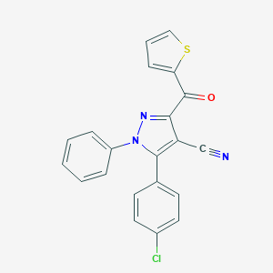molecular formula C21H12ClN3OS B427314 5-(4-chlorophenyl)-1-phenyl-3-(2-thienylcarbonyl)-1H-pyrazole-4-carbonitrile 