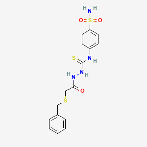 molecular formula C16H18N4O3S3 B4273146 N-[4-(aminosulfonyl)phenyl]-2-[(benzylthio)acetyl]hydrazinecarbothioamide 