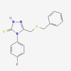 molecular formula C16H14FN3S2 B4273152 5-[(benzylthio)methyl]-4-(4-fluorophenyl)-4H-1,2,4-triazole-3-thiol 