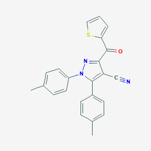 molecular formula C23H17N3OS B427316 1,5-bis(4-methylphenyl)-3-(2-thienylcarbonyl)-1H-pyrazole-4-carbonitrile 