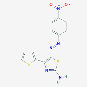 molecular formula C13H9N5O2S2 B427319 2-Amino-5-({4-nitrophenyl}diazenyl)-4-(2-thienyl)-1,3-thiazole 