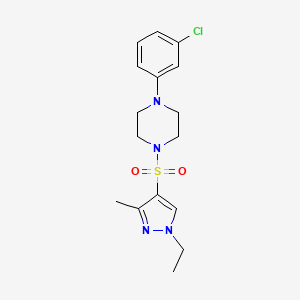 molecular formula C16H21ClN4O2S B4273196 1-(3-chlorophenyl)-4-[(1-ethyl-3-methyl-1H-pyrazol-4-yl)sulfonyl]piperazine 