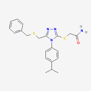 molecular formula C21H24N4OS2 B4273200 2-{[5-[(BENZYLSULFANYL)METHYL]-4-(4-ISOPROPYLPHENYL)-4H-1,2,4-TRIAZOL-3-YL]SULFANYL}ACETAMIDE 