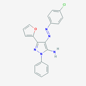 molecular formula C19H14ClN5O B427321 4-[(4-chlorophenyl)diazenyl]-3-(2-furyl)-1-phenyl-1H-pyrazol-5-amine 