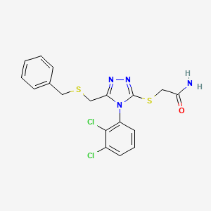 molecular formula C18H16Cl2N4OS2 B4273212 2-({5-[(benzylsulfanyl)methyl]-4-(2,3-dichlorophenyl)-4H-1,2,4-triazol-3-yl}sulfanyl)acetamide 