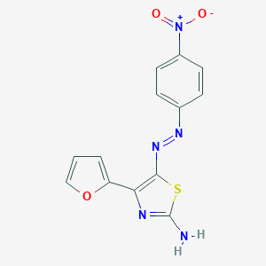 molecular formula C13H9N5O3S B427322 2-Amino-4-(2-furyl)-5-({4-nitrophenyl}diazenyl)-1,3-thiazole 