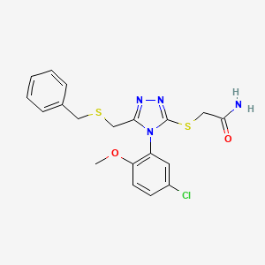 molecular formula C19H19ClN4O2S2 B4273226 2-({5-[(benzylsulfanyl)methyl]-4-(5-chloro-2-methoxyphenyl)-4H-1,2,4-triazol-3-yl}sulfanyl)acetamide 