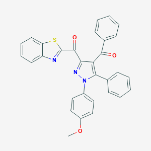 molecular formula C31H21N3O3S B427323 [3-(1,3-benzothiazol-2-ylcarbonyl)-1-(4-methoxyphenyl)-5-phenyl-1H-pyrazol-4-yl](phenyl)methanone 