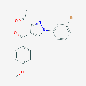 molecular formula C19H15BrN2O3 B427327 1-[1-(3-bromophenyl)-4-(4-methoxybenzoyl)-1H-pyrazol-3-yl]ethanone 