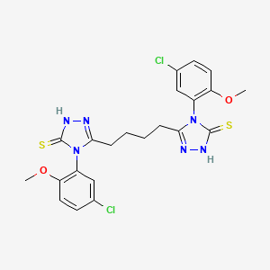 molecular formula C22H22Cl2N6O2S2 B4273276 5,5'-(1,4-butanediyl)bis[4-(5-chloro-2-methoxyphenyl)-4H-1,2,4-triazole-3-thiol] 