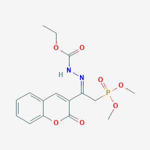 molecular formula C16H19N2O7P B427328 ethyl 2-[2-(dimethoxyphosphoryl)-1-(2-oxo-2H-chromen-3-yl)ethylidene]hydrazinecarboxylate 