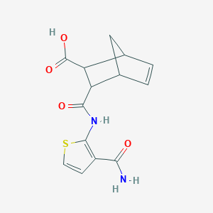 molecular formula C14H14N2O4S B4273281 3-({[3-(aminocarbonyl)-2-thienyl]amino}carbonyl)bicyclo[2.2.1]hept-5-ene-2-carboxylic acid 