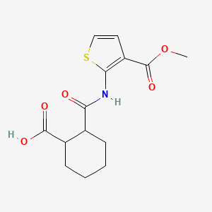 molecular formula C14H17NO5S B4273295 2-{[3-(Methoxycarbonyl)thiophen-2-yl]carbamoyl}cyclohexanecarboxylic acid 