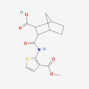 molecular formula C15H17NO5S B4273297 3-{[3-(Methoxycarbonyl)thiophen-2-yl]carbamoyl}bicyclo[2.2.1]heptane-2-carboxylic acid 