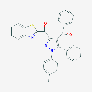 molecular formula C31H21N3O2S B427330 [3-(1,3-benzothiazol-2-ylcarbonyl)-1-(4-methylphenyl)-5-phenyl-1H-pyrazol-4-yl](phenyl)methanone 
