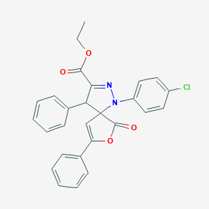 molecular formula C27H21ClN2O4 B427331 6-Oxo-1-(4-chlorophenyl)-4,8-diphenyl-1,2-diaza-7-oxaspiro[4.4]nona-2,8-diene-3-carboxylic acid ethyl ester 
