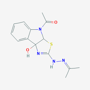 molecular formula C14H16N4O2S B427335 1-[8b-hydroxy-2-(2-propan-2-ylidenehydrazinyl)-3aH-[1,3]thiazolo[5,4-b]indol-4-yl]ethanone 