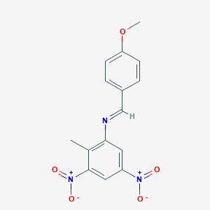 molecular formula C15H13N3O5 B427337 N-(4-methoxybenzylidene)-2-methyl-3,5-dinitroaniline 