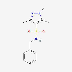 molecular formula C13H17N3O2S B4273409 N-benzyl-1,3,5-trimethyl-1H-pyrazole-4-sulfonamide 