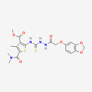 molecular formula C20H22N4O7S2 B4273422 methyl 2-[({2-[(1,3-benzodioxol-5-yloxy)acetyl]hydrazino}carbonothioyl)amino]-5-[(dimethylamino)carbonyl]-4-methyl-3-thiophenecarboxylate 