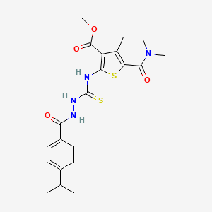 molecular formula C21H26N4O4S2 B4273447 methyl 5-[(dimethylamino)carbonyl]-2-({[2-(4-isopropylbenzoyl)hydrazino]carbonothioyl}amino)-4-methyl-3-thiophenecarboxylate 