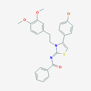 N-(4-(4-bromophenyl)-3-[2-(3,4-dimethoxyphenyl)ethyl]-1,3-thiazol-2(3H)-ylidene)benzamide