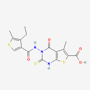 3-{[(4-ethyl-5-methyl-3-thienyl)carbonyl]amino}-2-mercapto-5-methyl-4-oxo-3,4-dihydrothieno[2,3-d]pyrimidine-6-carboxylic acid