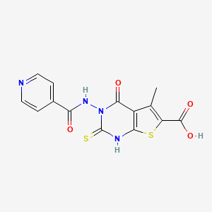 3-(isonicotinoylamino)-2-mercapto-5-methyl-4-oxo-3,4-dihydrothieno[2,3-d]pyrimidine-6-carboxylic acid