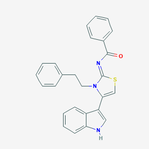 molecular formula C26H21N3OS B427349 N-(4-(1H-indol-3-yl)-3-(2-phenylethyl)-1,3-thiazol-2(3H)-ylidene)benzamide 