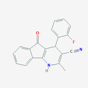 molecular formula C20H13FN2O B427355 4-(2-フルオロフェニル)-2-メチル-5-オキソ-4,5-ジヒドロ-1H-インデノ[1,2-b]ピリジン-3-カルボニトリル CAS No. 371137-43-8