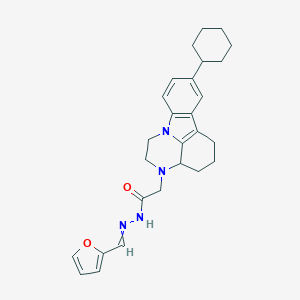 molecular formula C27H32N4O2 B427356 2-(12-cyclohexyl-1,4-diazatetracyclo[7.6.1.05,16.010,15]hexadeca-9(16),10(15),11,13-tetraen-4-yl)-N-(furan-2-ylmethylideneamino)acetamide 