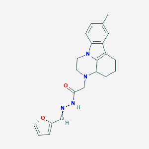 molecular formula C22H24N4O2 B427357 N-(furan-2-ylmethylideneamino)-2-(12-methyl-1,4-diazatetracyclo[7.6.1.05,16.010,15]hexadeca-9(16),10(15),11,13-tetraen-4-yl)acetamide 