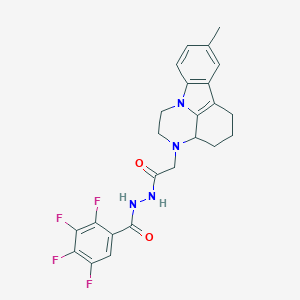 molecular formula C24H22F4N4O2 B427359 2,3,4,5-tetrafluoro-N'-[(8-methyl-1,2,3a,4,5,6-hexahydro-3H-pyrazino[3,2,1-jk]carbazol-3-yl)acetyl]benzohydrazide CAS No. 444790-38-9