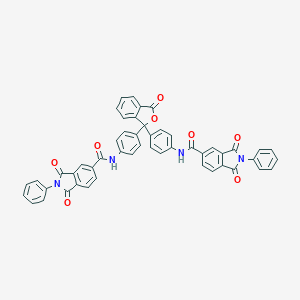 molecular formula C50H30N4O8 B427360 N-{4-[1-(4-{[(1,3-dioxo-2-phenyl-2,3-dihydro-1H-isoindol-5-yl)carbonyl]amino}phenyl)-3-oxo-1,3-dihydro-2-benzofuran-1-yl]phenyl}-1,3-dioxo-2-phenyl-5-isoindolinecarboxamide 