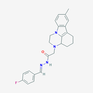 molecular formula C24H25FN4O B427361 N-[(E)-(4-Fluorophenyl)methylideneamino]-2-(12-methyl-1,4-diazatetracyclo[7.6.1.05,16.010,15]hexadeca-9(16),10(15),11,13-tetraen-4-yl)acetamide CAS No. 371120-64-8