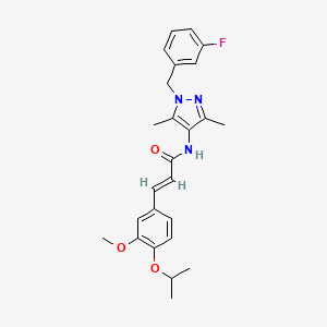 molecular formula C25H28FN3O3 B4273653 N-[1-(3-fluorobenzyl)-3,5-dimethyl-1H-pyrazol-4-yl]-3-(4-isopropoxy-3-methoxyphenyl)acrylamide 