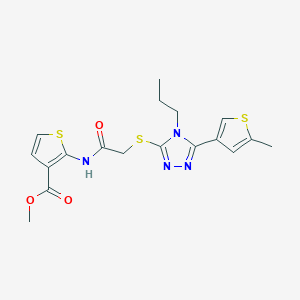 molecular formula C18H20N4O3S3 B4273671 methyl 2-[({[5-(5-methyl-3-thienyl)-4-propyl-4H-1,2,4-triazol-3-yl]thio}acetyl)amino]-3-thiophenecarboxylate 