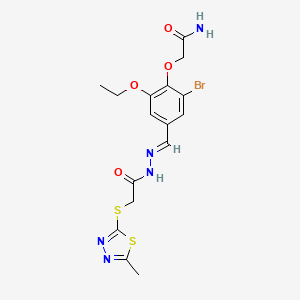 molecular formula C16H18BrN5O4S2 B4273679 2-[2-bromo-6-ethoxy-4-(2-{[(5-methyl-1,3,4-thiadiazol-2-yl)thio]acetyl}carbonohydrazonoyl)phenoxy]acetamide 