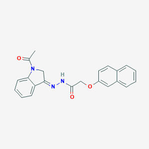 molecular formula C22H19N3O3 B427371 N-[(Z)-(1-acetyl-2H-indol-3-ylidene)amino]-2-naphthalen-2-yloxyacetamide CAS No. 300393-86-6
