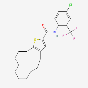 molecular formula C22H25ClF3NOS B4273766 N-[4-CHLORO-2-(TRIFLUOROMETHYL)PHENYL]-4H5H6H7H8H9H10H11H12H13H-CYCLODODECA[B]THIOPHENE-2-CARBOXAMIDE 