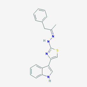 molecular formula C20H18N4S B427377 1-phenylacetone [4-(1H-indol-3-yl)-1,3-thiazol-2-yl]hydrazone 