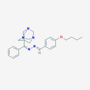 (E)-N-[(E)-(4-butoxyphenyl)methylideneamino]-1-phenyl-1-(1,3,5-triazatricyclo[3.3.1.13,7]decan-7-yl)methanimine