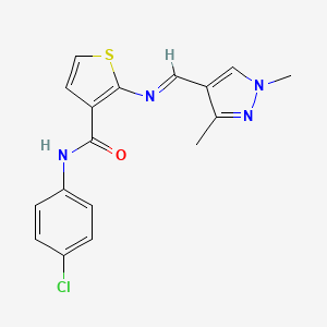 N-(4-chlorophenyl)-2-{[(1,3-dimethyl-1H-pyrazol-4-yl)methylene]amino}-3-thiophenecarboxamide