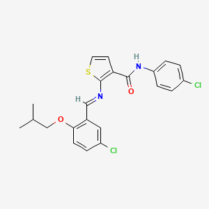 molecular formula C22H20Cl2N2O2S B4273817 2-[(5-chloro-2-isobutoxybenzylidene)amino]-N-(4-chlorophenyl)-3-thiophenecarboxamide 