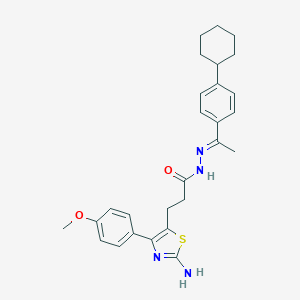 molecular formula C27H32N4O2S B427384 3-[2-amino-4-(4-methoxyphenyl)-1,3-thiazol-5-yl]-N'-[1-(4-cyclohexylphenyl)ethylidene]propanohydrazide 