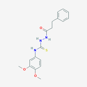 molecular formula C18H21N3O3S B4273876 N-(3,4-dimethoxyphenyl)-2-(3-phenylpropanoyl)hydrazinecarbothioamide 